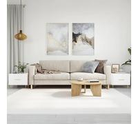 Hoopleep Lot de 2 tables à café blanc brillant pour salon, 50 x 50 x 40 cm, en bois d'ingénierie, tables de salon modernes avec tiroir de rangement, pieds en fer robuste, ensemble de table central