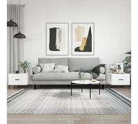 Hoopleep Lot de 2 tables à café blanches pour salon, 50 x 50 x 40 cm, matériau à base de bois, ensemble de table central moderne avec tiroir de rangement, pieds en fer, meubles d'intérieur élégants