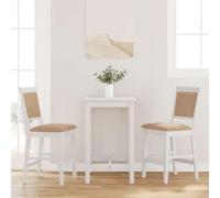 Hoopleep Lot de 2 tabourets de bar avec coussins, blanc en bois massif d'hévéa, dossier ergonomique pour comptoir de cuisine, charge maximale de 110 kg, hauteur d'assise 63 cm pour plus de confort et