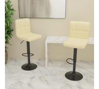 Hoopleep Lot de 2 tabourets de bar pivotants en tissu crème - Hauteur réglable avec vérin à gaz - Avec repose-pieds - Design moderne - Pour cuisine et salle à manger