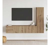 Hoopleep Lot de 3 armoires murales en bois de chêne artisanal, montage mural, design moderne pour salon, chambre à coucher, espace de rangement pour électronique grand public, hauteur 30 à 110 cm