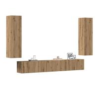 Hoopleep Lot de 4 armoires murales en bois de chêne artisanal, 100 x 30 x 30 cm, armoire multimédia moderne pour salon, chambre à coucher, support TV durable avec beaucoup d'espace de rangement