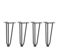 Hoopleep Lot de 4 pieds en épingles à cheveux pour table basse - Anthracite - 30 cm - En acier massif avec pieds de nivellement - Pieds de table en métal robuste pour meubles, projets de bricolage