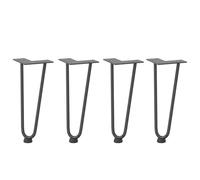 Hoopleep Lot de 4 pieds en épingles à cheveux pour table basse - Anthracite - 30 cm - En acier massif avec pieds de nivellement - Pieds de table en métal robuste