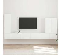 Hoopleep Lot de 6 meubles TV muraux - Blanc - 98 x 31 x 29,5 cm - Avec 9 portes pivotantes - Pour salon, chambre à coucher - Fixation universelle