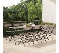 Hoopleep Lot de 8 chaises de bistrot pliantes en polyrotin gris, acier revêtu par pulvérisation, 40 x 45 x 79 cm, ensemble d'extérieur pour salle à manger, terrasse, max. 110 kg