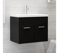 Hoopleep Meuble de salle de bain avec bac encastrable, en céramique, design moderne, 60 x 38,5 x 46 cm, en bois, noir, 60 x 38,5 x 46 cm