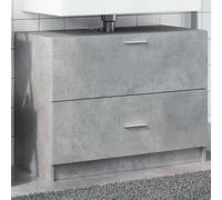 Hoopleep Meuble de salle de bain moderne en matériau dérivé du bois - Gris béton - 78 x 37 x 59 cm - Avec tiroir et compartiment - Résistant à l'humidité