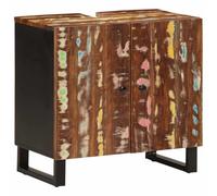 Hoopleep Meuble sous-lavabo en bois massif recyclé 62 x 33 x 58 cm avec 2 compartiments, autoportant pour rangement de salle de bain