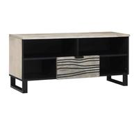 Hoopleep Meuble TV avec tiroirs, blanc, 105 x 33 x 46 cm, en bois dérivé du bois, moderne, pour salon, divertissement, espace de rangement