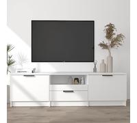 Hoopleep Meuble TV blanc 140 x 35 x 40 cm en bois avec 3 compartiments et tiroir - Support TV moderne pour salon, chambre à coucher