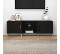 Hoopleep Meuble TV noir, 150 x 30 x 50 cm, matériau en bois, armoire multimédia robuste avec espace de rangement pour le salon, table TV stable pour électronique grand public
