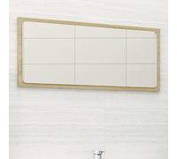 Hoopleep Miroir de salle de bain en chêne Sonoma - 80 x 37 cm - Miroir mural pour petites salles de bain - Matériau dérivé du bois durable - Montage facile - Style moderne esthétique