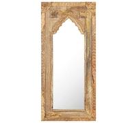 Hoopleep Miroir en bois massif de mangue, sculpté à la main, 50 x 3 x 110 cm, miroir mural rustique pour salle de bain et salon, miroir de maquillage décoratif avec grain unique