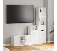 Hoopleep ODDA Ensemble de 4 meubles de salon en pin massif, meuble TV avec espace de rangement, design modulaire pour salon, base robuste, facile d'entretien