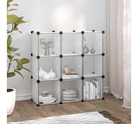 Hoopleep Organiseur de cubes de rangement, 9 compartiments, en polypropylène transparent, 94,5 x 31,5 x 94 cm, étagère modulaire pour entrée, penderie, chaussures, rangement polyvalent