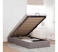 Hoopleep Ottoman Cadre de lit de rangement, taupe, 90 x 200 cm, plate-forme rembourrée en tissu avec levage hydraulique, pas besoin de boîte à ressort, lattes en métal durable et lattes en bois de