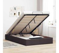 Hoopleep Ottoman Cadre de lit de rangement, tissu marron foncé, 120 x 190 cm, avec mécanisme de levage hydraulique, pas besoin de sommier à ressort, charge maximale de 140 kg, solution d'économie
