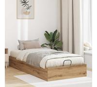 Hoopleep Ottoman Cadre de lit en chêne artisanal, 193 x 75,5 x 25 cm, lit robuste, avec vérin à gaz, espace de rangement spacieux, design moderne pour chambre à coucher, pas besoin de sommier