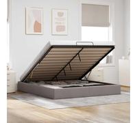 Hoopleep Ottoman Cadre de lit queen size - En tissu taupe - Plateforme rembourrée avec levage hydraulique, lattes en métal et bois de lywood - 160 x 200 cm - Pas de boîte à ressort nécessaire - Ample