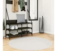 Hoopleep Oviedo Tapis à poils courts crème, diamètre 120 cm, doux et moelleux, polyester, certifié Standard 100 Oeko-TEX, idéal pour le salon, la chambre à coucher, avec chauffage au sol