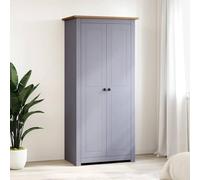Hoopleep Panama Penderie compacte en pin massif - 80 x 50 x 171,5 cm - Pour chambre à coucher - Avec tringle à vêtements et compartiment - Gris