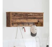 Hoopleep Porte-vêtements mural avec étagère, bois recyclé, 80 x 20 x 30 cm, en matériau dérivé du bois, avec 2 portes, affichage de rangement flottant pour couloir, chambre à coucher, salon