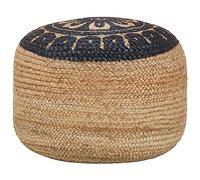 Hoopleep Pouf décoratif fait à la main, bleu, 45 x 30 cm, en jute tressée, confortable, pour salon et chambre à coucher, ottoman décoratif avec rembourrage en perles EPS