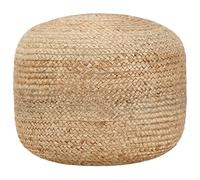 Hoopleep Pouf fait à la main en jute tressé, rond, pour salon, chambre à coucher, repose-pieds confortable, avec garnissage en perles EPS 45 x 30 cm