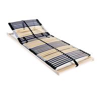 Hoopleep Sommier à lattes 7 zones, 70 x 200 cm, 42 lattes en bois de bouleau, tête et pied de lit réglables, cadre en bois de hêtre, résistance réglable, idéal pour plate-forme de lit, base de matelas