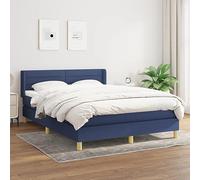Hoopleep Sommier à Lattes de Lit avec Matelas Bleu 140x190 cm, Tissu Durable, Tête de Lit Réglable, Ressorts Ensachés Confort Moyen-Dur, Ensemble Complet