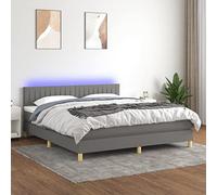 Hoopleep Sommier à Lattes Gris Foncé 160x200 cm avec Matelas à Ressorts Ensachés, Tête de Lit Réglable et Bande LED Colorée, Tissu Durable