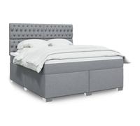 Hoopleep Sommier à Lattes Lit avec Matelas, 180x200cm, Gris Clair, Tissu Polyester Doux, Tête de Lit Réglable, Soutien Optimal, Confort Durable