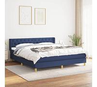 Hoopleep Sommier à Lattes Lit Bleu 160x200 cm, Tissu Durable avec Tête de Lit Réglable, Matelas Ressorts Ensachés Confort Moyen-Dur, Base Robuste, Ensemble Complet