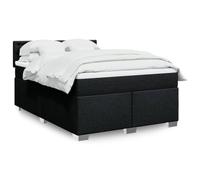 Hoopleep Sommier à Lattes Lit Double Noir 140x190 cm, Tissu Polyester avec Matelas Ressorts Ensachés, Surmatelas Housse Lavable, Tête de Lit Rembourrée, Support Robuste et Confort Optimal