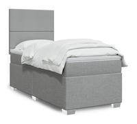 Hoopleep Sommier à Lattes, lit Plateforme 100x200cm, Tissu Gris Clair avec Matelas à Ressorts ensachés, tête de lit réglable, Base Robuste, Ensemble Double Confortable