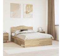 Hoopleep Sonoma - Cadre de lit en bois de pin - 140 x 190 cm - Tête de lit solide en pin massif - Cadre en bois composite durable - Base à profil bas - Nettoyage facile pour chambre à coucher maître