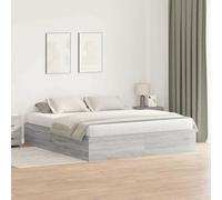 Hoopleep Sonoma - Lit de rangement gris - 180 x 200 cm - Super King Size - Avec porte de rangement arrière - En bois composite durable - Design moderne pour l'organisation de la chambre à coucher