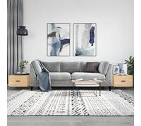 Hoopleep Sonoma Lot de 2 tables à café en chêne durable, 50 x 50 x 40 cm, tables de salon modernes avec tiroir de rangement, pieds en fer robuste, ensemble de table central élégant