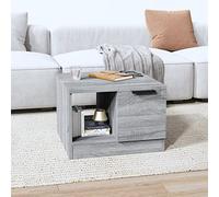 Hoopleep Sonoma Table à café gris 50 x 50 x 36 cm en bois ingénierie moderne avec rangement, idéale pour les présentoirs décoratifs et l'utilisation quotidienne