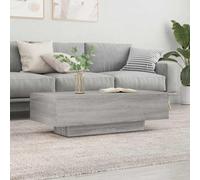 Hoopleep Sonoma Table à café grise 100 x 49,5 x 31 cm en bois, table centrale de salon moderne, matériau en bois durable, plateau spatial pour boissons et décoration, facile à assembler