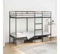 Hoopleep Space-Saving Bunk Bed, cadre en acier noir, 80 x 200 cm, construction en métal robuste, échelle intégrée et rail de sécurité, idéal pour les chambres d'enfants, les dortoirs d'invités