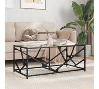 Hoopleep Table à café en verre transparent 98,5 x 50 x 41 cm - Table centrale moderne avec cadre en acier durable - Design rectangulaire élégant pour la décoration de la maison - Facile à assembler