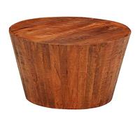 Hoopleep Table à café ronde, Ø 52 x 30 cm, en bois de mangue massif, table centrale de salon rustique, cadre en bois durable, meuble d'appoint polyvalent pour la maison ou le bureau