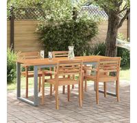 Hoopleep Table à manger de jardin grise 160 x 80 x 75 cm en bois massif d'acacia durable pour extérieur, terrasse, balcon, résistant aux intempéries, rectangulaire