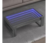 Hoopleep Table basse avec LED Infinity gris Sonoma, 90 x 53 x 30 cm, matériau en bois robuste, éclairage RVB pour salon, table d'appoint polyvalente, design moderne pour votre maison