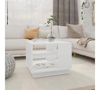 Hoopleep Table basse carrée pour salon, bois blanc moderne, 55 x 55 x 43 cm, construction en bois durable, table centrale avec tiroirs de rangement lisses pour un accès facile