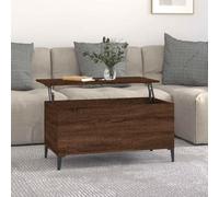 Hoopleep Table basse élévatrice pour salon, 90 x 44,5 x 45 cm, aspect chêne marron, bois d'ingénierie, table centrale moderne avec rangement caché, fonction de bureau réglable en hauteur