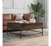 Hoopleep Table basse élévatrice pour salon, 95 x 95 x 45 cm, aspect chêne marron, cadre en bois et métal, table centrale réglable avec rangement caché pour la maison moderne