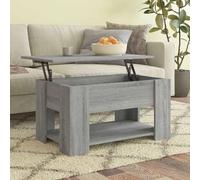 Hoopleep Table basse élévatrice pour salon, bois de sonoma gris moderne, 79 x 49 x 41 cm, hauteur réglable avec rangement caché pour collations, ordinateur portable